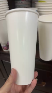 2000 ใบ /ยกลัง/ แก้วกระดาษเคลือบ PE (สีขาว) 4oz.6.5oz.8oz.12oz.16oz.22oz. ยกลัง 2000 ใบ (ไม่ติดหู) (ติดหู)