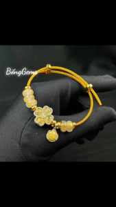 vòng tay nữ cỏ 4 lá thạch anh tóc vàng tự nhiên vip bọc bạc mix đồng điếu và charm hồ ly tóc vàng bọc bạc vòng tay đá phong thủy hợp mệnh thổ mệnh kim trang sức thiết kế đủ hóa đơn thẻ bảo hành
