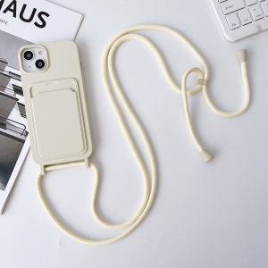 Pure Color Crossbody Adjustable Lanyard Card Phone Case for Iphone14promax Silicone Apple 13 Sets 12 Drop-Resistant Niche Personality 15promax Fashion 11 Phone Case