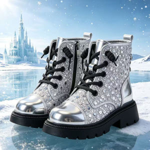 Luqutcr kidsboots màu trơn PU da thời trang giày đi mùa xuân cho cô gái chống trượt bốt thoáng khí kích thước 26-36