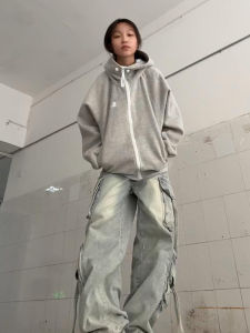 XIANGBAIWEI | Retro Hooded Cable Sweater Coat