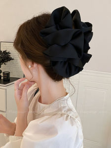 Korean Style Satin Cloud Bubble Hair Claw Womens Large Shark Clamp 2025 New Model Face Slimming Hair Clip Headwear