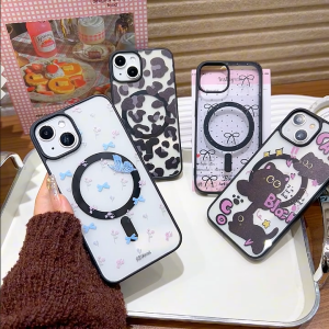 ⚡With Lanyard⚡ อะคริลิคฝ้า เคสแม่เหล็ก For iPhone 11 13 15 16 12 14 Pro Max 12 13 pro max Case เคสไอโฟน11 แมวน่ารัก เคสชาร์จไร้สายแม่เหล็กแบบใส