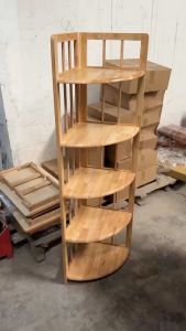 Kệ góc 5 tầng sâu 38cm thanh dọc gỗ cao su tiện lợi lắp ráp dễ dàng - Ori House