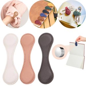 Vintage PU Leather Bookmark Magnetic Clasp Double-Sided Handmade Hanging Ornament Cute Decorative Accessory For Books