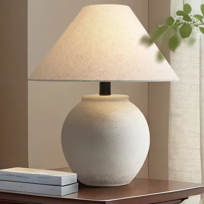Chaozhou Ceramic Table Lamp Zen Style Bedroom Living Room Tea Table Mid-Aged Light Vintage Retro Ceramic Pot Design Home Decor