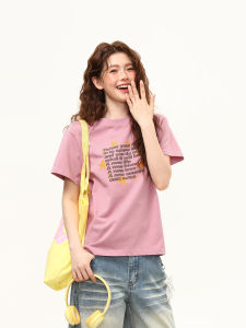 WILDAZI | Foam Print Slim Fit Short Loose T-Shirt Pink