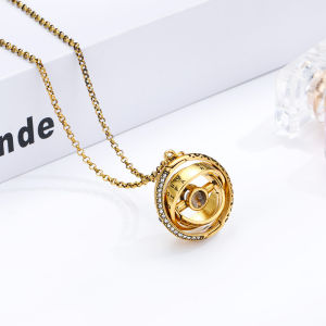 Openable Astronomical Ball Projection Necklace 100 Language I Love You Pendant Necklace for Women Choker Valentines Day Gift