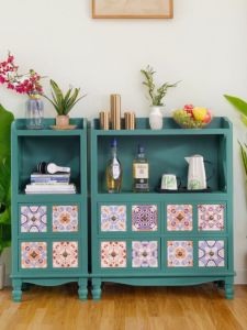 HENGDEMU | Aesthetic Countryside Style Retro Painted Storage Cabinet