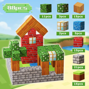 Megnetic Building Blocks Toys DIY Mine Magnetism Cube World Architecture Set Sensory Toddlers Contruction Toys For Children Gift