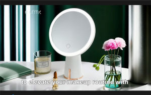 Rechargeable LED Makeup Mirror 90° Rotation Desk Cosmetic Mirror With Light
