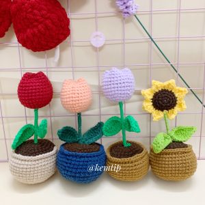 Hoa trang trí hoa len handmade quà tặng (nhiều mẫu)