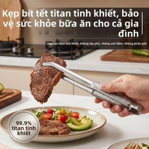 WODEBAIHUI | Kẹp Bếp Tay Dài Chống Trượt Chịu Nhiệt Titanium
