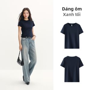 Semir | Áo Thun Nữ Dáng Ngắn Ôm Cổ Tròn Chất Vải Thoáng Mát