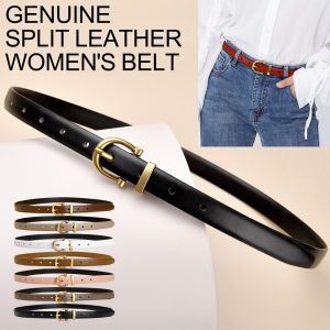 Womens Slim Split Leather Belt | 1.8cm Cowhide Belt with Classic Pin Buckle | Casual Dress Belt | High Quality Fashion Belt