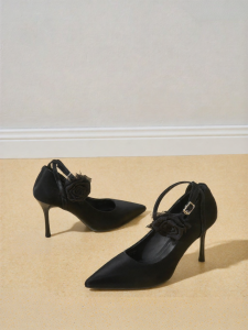 Josiny | Pointed Black High Heels Fine Heel One-Strap French Fall 2026 New Pumps