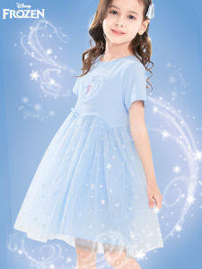 ชุดเดรสเจ้าหญิงน้ำแข็งเอลซ่า Disney Princess Dress สำหรับเด็กผู้หญิง ฤดูร้อน 2025 ชุดเดรสผ้าตาข่ายบาง เดรสแฟชั่นสำหรับเด็กผู้หญิง