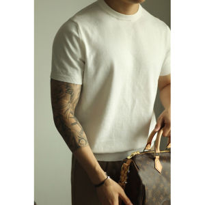 American Style Hard Man Cool Silk Knitted Shirt Mens Slim Short Sleeve Skin-friendly Comfortable Breathable Lightweight T-shirt Air Conditioner Shirt