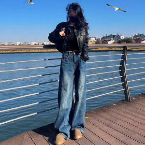 Fashion Retro Wide Leg Denim Pants