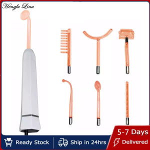 Hengfa Lina 7 In 1 Ozone High Frequency Facial Electrotherapy Glass Wands Violet Ray Machine With Comb Treatment Acne Removal Skin Care Tool