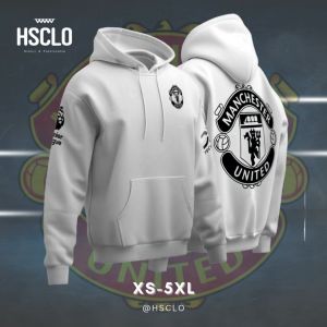 Hoodie Sweater Jumper HSCLO FOOTBALL CLUB MUFC WHITE HOODIE Bahan Fleece Jaket Lengan Panjang Ukuran Jumbo Big Size XS S M L XL XXL 3XL 4XL 5XL