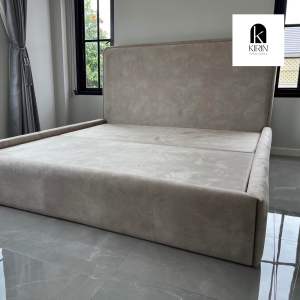 เตียงนอน6ฟุต รุ่นmodern04 ดีไซน์ทันสมัยหรูหรา จัดส่งฟรี (ในพื้นทีโครงไม้เนื้อแข็งโครงสร้างแข็งแรงรับประการความทนทาน หุ้มผ้ากำมะหยีนำเข้าสามารถเลือกผ้าตัวอื่นๆ มีทั้งราคาเฉพาะเตียงนอนและราคาพร้อมที่นอนสปริงเสริมท็อปฟิลโล่หนา 12 นิ้ว สวยตรงปก100% ราคาโรงงาน