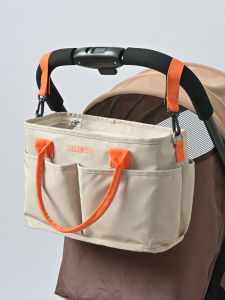 Convenient Baby Stroller Hanging Bag Japanese and Korean Style Nylon Cloth Shoulder Bag Soft Handle Zipper Closure Handbag for Leisure