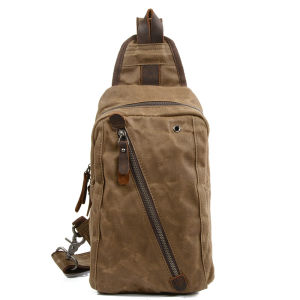 Retro Amekaji Functional Large Capacity Chest Bag Men Casual Shoulder Crossbody Waterproof Oil Wax Canvas Small Backpack