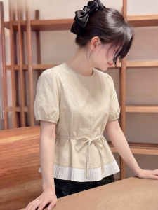 YIKEMAI | Design Elegant Puff Sleeves Large Size Waist-Cinched Stylish Shirt