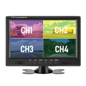 9 Inch 4 Channel Quad Split Screen Car Rear View Monitor HD TFT LCD Backup Reverse Display for Truck Car SUV RV
