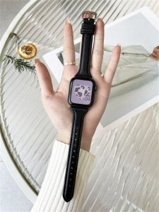Leather Strap For apple watch band 44mm 40mm 41mm 38mm 45 mm correas Slim Wristband braceletes iwatch series 8 ultra 7 6 5 4 se