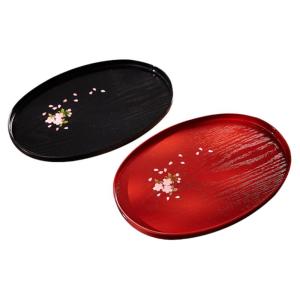 Japanese Style Sakura Maru Tray Dish Vintage Lacquerware Gift Box Home And Commercial Use Plastic Material Single Layer Tray