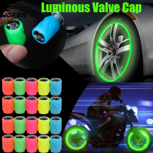 【WOKEN】🔥ใหม่2024🔥ฝาครอบวาล์วลมยางเรืองแสง4ชิ้นมี5สีสำหรับรถจักรยานยนต์พร้อมโลโก้รถสปอร์ตอุปกรณ์ประดับตกแต่งยางรถจักรยานยนต์