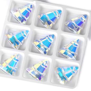 9Pcs Crystal Christmas Tree Pendant Glass Austria Loose Beads Charms Rhinestones for DIY Earring Necklace Craft Jewelry Making