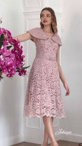 Jebeya Bella Lace Dress (สีชมพูกลีบบัว)