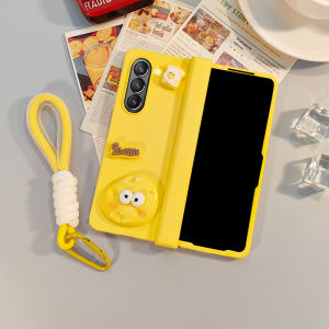 Cute Cartoon Phone Case for Samsung Galaxy Z Fold7 Fold5 W23 W24 ZFold4 Full Cover Protective Shell with Lanyard Stand Foldable