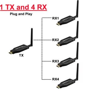 50m Wireless HDMI Extender Video Transmitter Receiver 1 To 2 3 4 1x4 Display for PS3/4 Camera Laptop PC To TV Monitor Projector