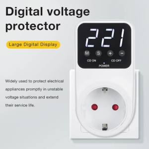 Công Tắc Bảo Vệ Điện Áp Tự Động Màn Hình LCD Hiển Thị Điện Áp Ổ Cắm An Toàn AC230V Bộ Bảo Vệ Nguồn Điện Cho Tủ Lạnh Và Thiết Bị Gia Dụng