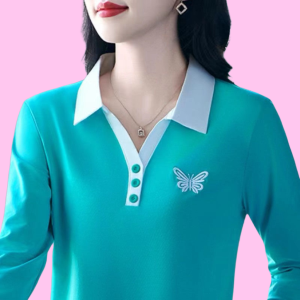 QIAOXIZI | Loose Collar Long Sleeve T-shirt for Plus Size Women