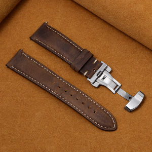 Genuine Calfskin Leather Watchband for Seiko for Omega Business Watch Band 14/16/18/20mm 22mm Butterfly Buckle Stitching Straps