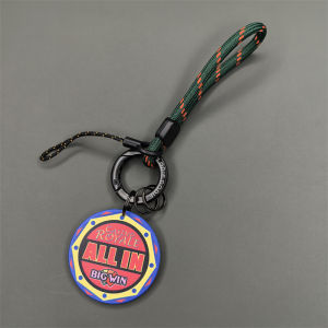 Good Luck Chip Car Keychain Couple Pendant Loops Ceramic Material Matte Finish round Shape Creative Gift for All Occasions