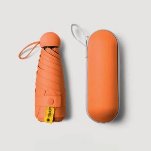 Capsule Umbrella 5 Folding Manual Foldable Sun Rain Umbrella Mini Portable UV Protection Parasol for Outdoor Use