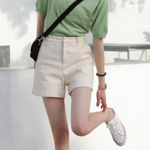 Summer Thin Cotton Straight Leg Shorts Womens Slimming Loose A-Line Casual Workwear Hot Pants Korean Style Natural Waist