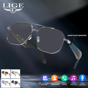 LIGE Smart Wireless Translation Glasses Men and Women Bluetooth Call Music Playback Headphones UV400 Protection AI Intelligent Sunglasses