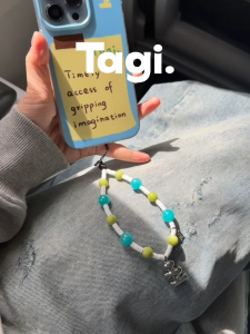 Tagi. Imagine Phone Chain Pearl Letter Natural Stone Acrylic Phone Charms