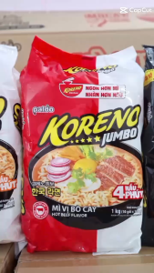 Mì Koreno Jumbo Mì Cay Koreno 1kg 10 gói ( Thùng 10 gói ) - Thương hiệu Koreno