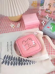 Dompet Pouch Mini Tempat Penyimpanan Koin Perhiasan Pembalut Resleting Serbaguna Motif Lucu