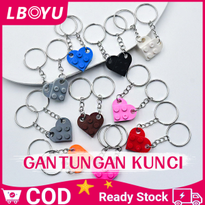 2Pcs Gantungan Kunci Bata Cinta Hati Couple Keychain Untuk Pasangan Persahabatan Hadiah Perhiasan Ulang Tahun