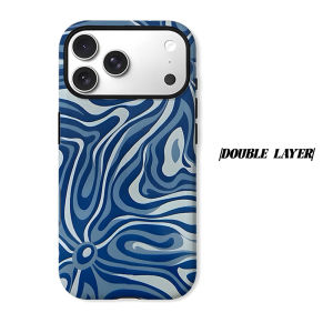blue abstract swirl Phone Case for iPhone 18 17 16 15 14 13 12 11 Air Pro Max Plus Double-layer Cover