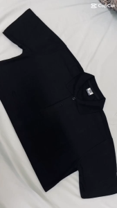 เสื้อโปโลผู้ชายสีดำล้วน มีกระเป๋า คอปก แขนสั้น คุณภาพสูง ชุดทำงาน ไซส์ S-6XL